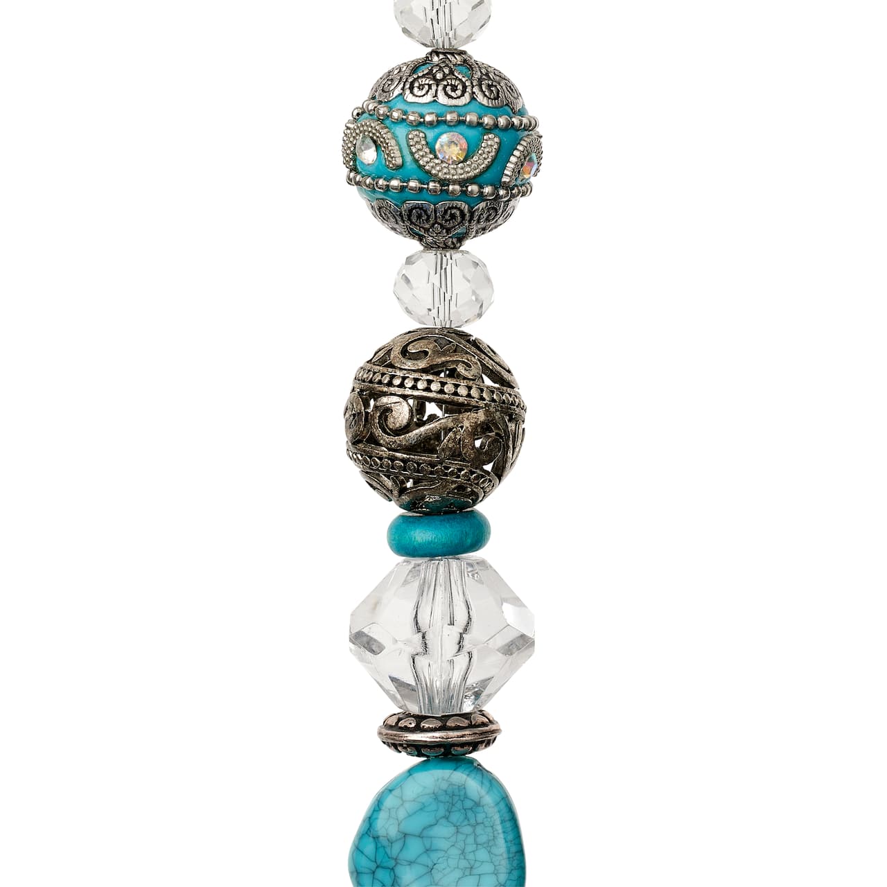 Perles enfilées turquoise et transparentes de Bead Landing